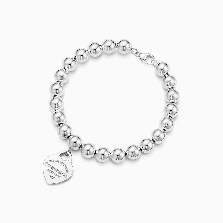 Браслет Return to Tiffany™ с подвеской в форме сердца из серебра, 8 мм